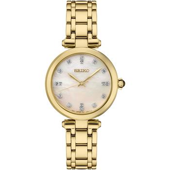 Seiko | Women's Diamond (1/8 ct. t.w.) Gold-Tone Stainless Steel Bracelet Watch 30mm商品图片,9折×额外8.5折, 额外八五折