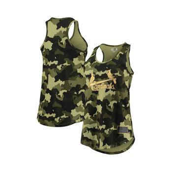 女式mlb裤子, New Era | Women's Green St. Louis Cardinals 2022 MLB Armed Forces Day Camo Racerback Tank Top商品图片 