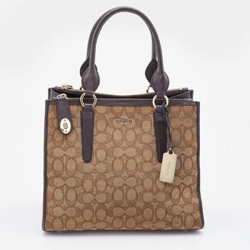 Coach Brown/Beige Signature Canvas and Leather Crosby Carryall Satchel product img