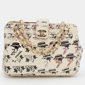 香奈儿122单肩包, [二手商品] Chanel | Chanel Cream Coco Graffiti Cambon Quilted Fabric CC  Shoulder Bag商品图片 