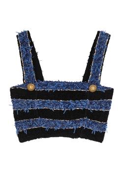 商品Balmain | Striped bouclé tweed bra top,商家Harvey Nichols,价格¥3870图片