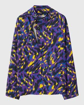 Burberry | Abstract-Print Long-Sleeve Silk Top 