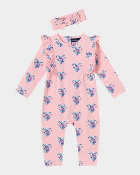 Andy & Evan | Girl's Heart-Print Coverall W/ Headband, Size Newborn-24M,商家Neiman Marcus,价格¥356