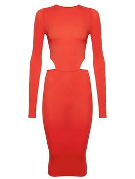 amina muaddi是什么牌子, Wolford | X Amina Muaddi Cutout Midi Dress Star Ruby Red商品图片 5折
