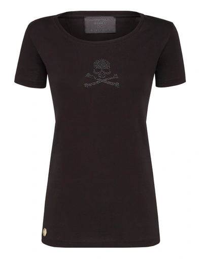 女士始祖鸟短袖, Philipp Plein | PHILIPP PLEIN 女士黑色棉质黑色水晶logo贴花圆领短袖T恤 WTK1167-PJY002N-0202商品图片 独家减免邮费