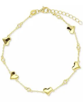 Macy's | Cubic Zirconia Polished Heart Bracelet in Sterling Silver or 14k Gold-Plated Sterling Silver,商家Macy's,价格¥184