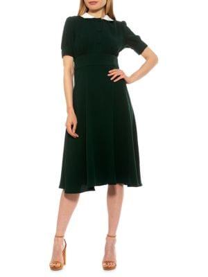 ALEXIA ADMOR | Contrast-Collar Flare Dress商品图片,3.2折