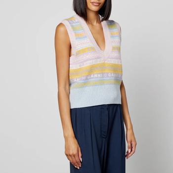 商品Ganni Stripe Intarsia Wool-Blend Knitted Vest图片