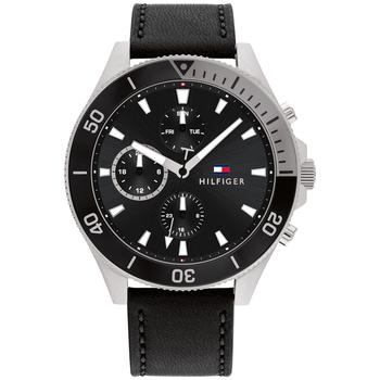 tommy hilfiger手表多少钱, Tommy Hilfiger | Men's Black Leather Strap Watch 46mm商品图片 8折×额外8.5折, 额外八五折