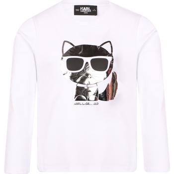 推荐Metallic choupette print long sleeved logo t shirt in white商品