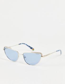 Polaroid | Polaroid slim frame cat eye sunglasses in blue and gold PLD 6129/S商品图片,5折