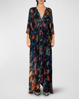 Farm Rio | Sunset Tapestry Asymmetric-Hem Kaftan Maxi Dress商品图片,