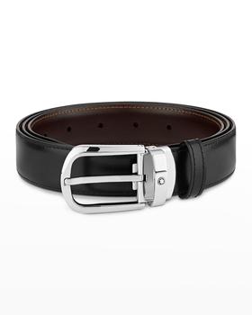 MontBlanc | Men's Horseshoe-Buckle Reversible Leather Belt商品图片,