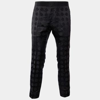 推荐Gucci Black Silk Satin Tiger Pattern Trousers M商品