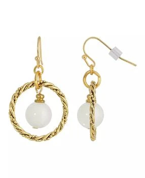 2028 | Gold-Tone Semi Precious Round Stone in Hoop Earrings,商家Macy's,价格¥160