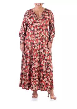 推荐24seven Comfort Apparel Print Dolman Long Sleeve Flowy Maxi Dress商品
