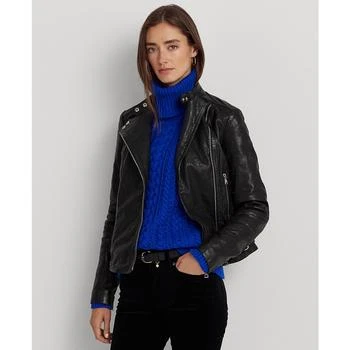 Lauren Ralph Lauren Women's Tumbled Leather Moto Jacket