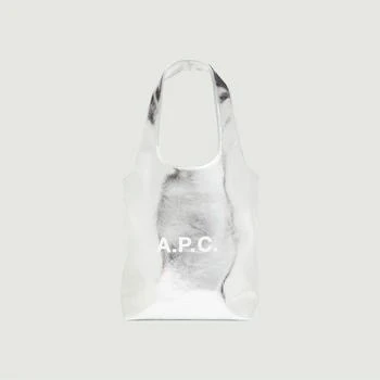 推荐Ninon Small metallic leather-effect tote bag Argent APC PARIS商品