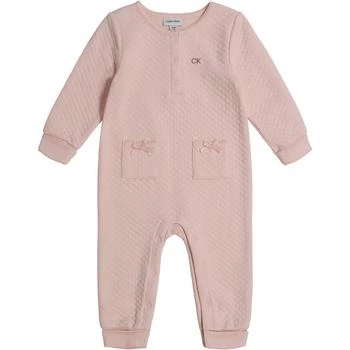 Calvin Klein | Baby Girls One Piece Quilted Double-Knit Henley Coverall 7.0折