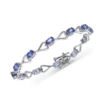 商品Macy's | Tanzanite Heart Link Bracelet (6 ct. t.w..) in Sterling Silver (Also in Emerald, Ruby & Sapphire),商家Macy's,价格¥1857图片