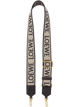 罗意威包海淘, Loewe | Taupe and navy logo-jacquard canvas bag strap商品图片 