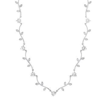 推荐Cubic Zirconia Leaves Necklace in Sterling Silver商品