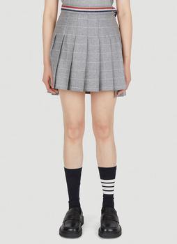 Thom Browne | Pleated Checked Skirt in Grey商品图片,