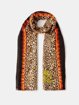 推荐Leopard-print cashmere-blend scarf商品