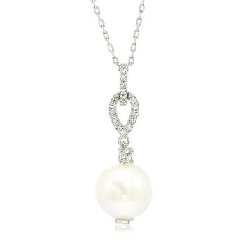 Suzy Levian | Suzy Levian Sterling Silver Pearl & White Sapphire Dangle Pendant,商家Premium Outlets,价格¥595