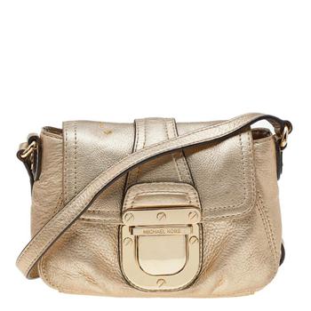 推荐MICHAEL Michael Kors Gold Leather Bridgette Crossbody Bag商品