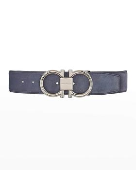 推荐Men's Signature Gancini Suede-Leather Belt, 35mm商品