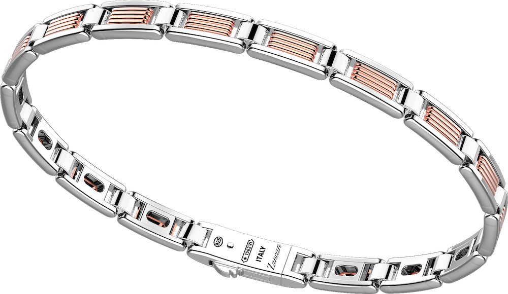 商品Zancan | 18k rose gold and sterling silver bracelet with geometric design.,商家Zancan Gioielli,价格¥10942图片