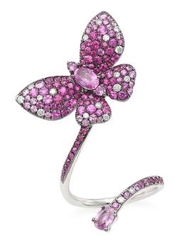 商品Butterfly 18K White Gold, Pink Sapphire & 0.23 TCW Diamond Wrap Ring图片