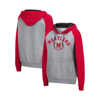 Colosseum | Women's Heathered Gray Maryland Terrapins Contrast Raglan Pullover Hoodie商品图片,