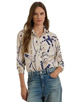 Ralph Lauren | Relaxed Fit Belting Print Crepe Shirt,商家Bloomingdale's,价格¥762