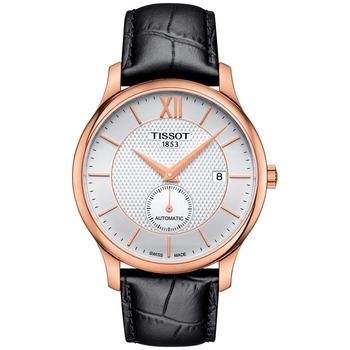 男装tissot automatic, Tissot | Men's Swiss Automatic Tradition Black Leather Strap Watch 40mm商品图片 