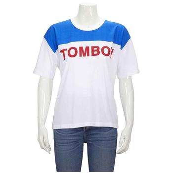 推荐Filles A Papa Ladies Jersey T-Shirt White/Blue With Tomboy, Size 3商品