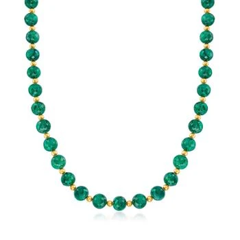 Ross-Simons Emerald Bead Necklace in 14kt Yellow Gold