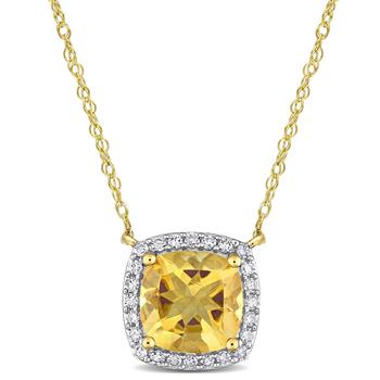 商品Julianna B | 10k Yellow Gold Citrine & Diamond Halo Necklace,商家Lord & Taylor,价格¥4222图片