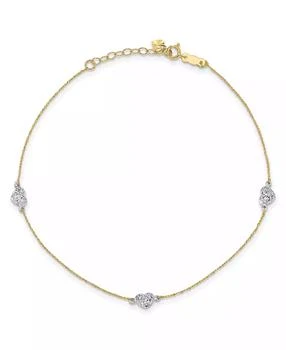 Macy's | Puff Heart Anklet with 1" Anklet in 14k Yellow and White Gold,商家Macy's,价格¥1093