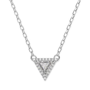 Swarovski | Silver-Tone Crystal Triangle Pendant Necklace, 14-1/8" + 2" extender商品图片,