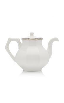 商品Este Ceramiche for Moda Domus - Bamboo Platinum-Trimmed Ceramic Teapot - Color: Silver - Material: Ceramic - Moda Operandi图片