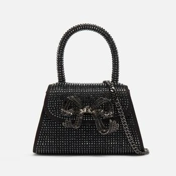 推荐Self-Portrait Crescent Bow Micro Croc-Style Leather Bag商品