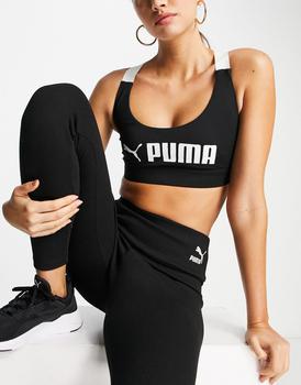 商品Puma | Puma Training Fit mid support sports bra with colourblock in black,商家ASOS,价格¥148图片
