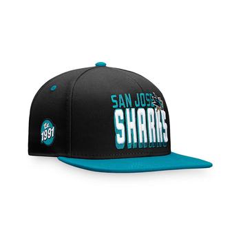 Fanatics | Men's Branded Black, Teal San Jose Sharks Heritage Retro Two-Tone Snapback Hat商品图片,