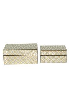 VIVIAN LUNE HOME | Gold Glass Geometric Box with Glass Sides - Set of 2,商家Nordstrom Rack,价格¥630