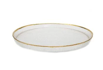 Classic Touch Decor | Set of 4 Pebbled Glass Chargers Raised Rim with Gold Border,商家Premium Outlets,价格¥1179