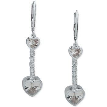 Anne Klein | Silver-Tone Crystal Heart Tennis Earrings商品图片,