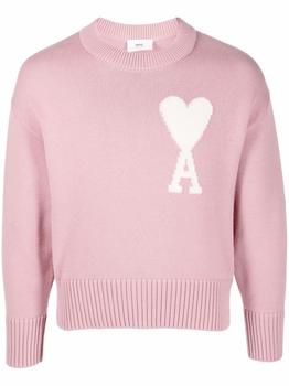 ami毛衣评价, AMI | Ami Alexandre Mattiussi Men's  Pink Cotton Sweater商品图片 9.6折
