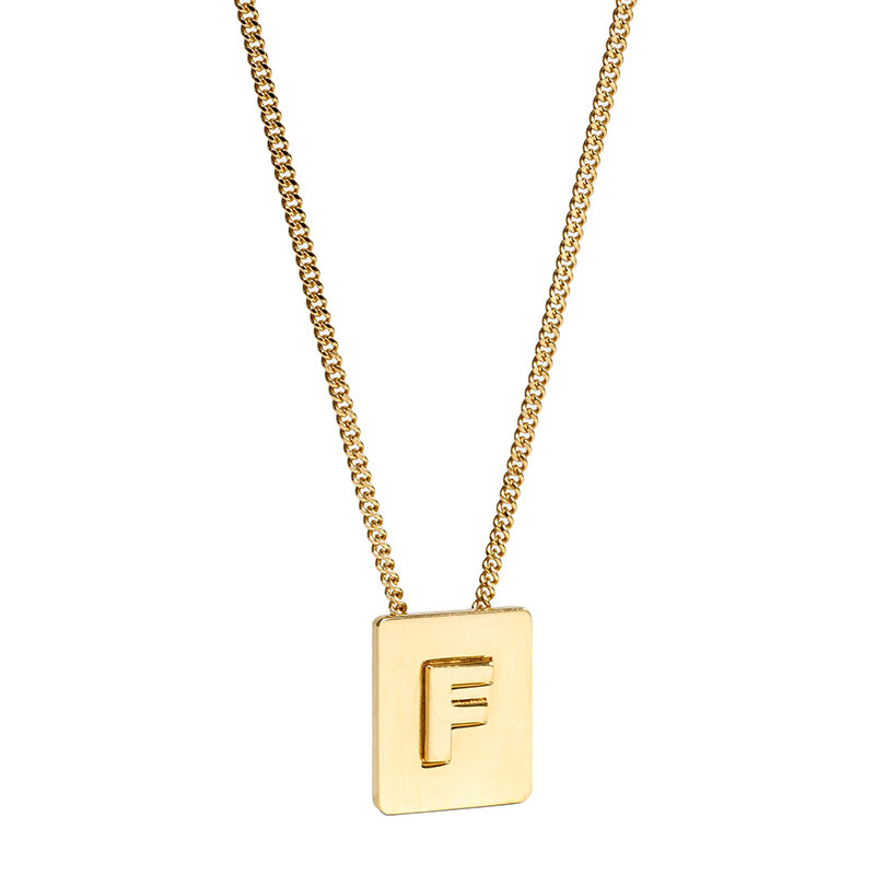 gancini经典款, Celine | 【预售3-7天】CELINE/赛琳 经典款ALPHABET系列 男女同款金色饰面黄铜字母F坠饰项链46N0F6BRA.35OR商品图片 8折, 包邮包税
